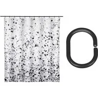SCHÖNER WOHNEN-Kollektion Duschvorhang »Tosi« Breite 180 cm (Set, 17-tlg), aus recyceltem Polyester, Terrazzo-Design, mit 16 Duschvorhangringen