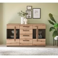 Home affaire Sideboard Cantara, moderner Schrank, Kommode in Eiche Evoke, Weiß oder Kaschmir, schwarze Stangengriffe, ausreichend Stauraum, vielseitig einsetzbar