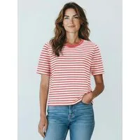 modAS T-Shirt 46116 Damen Strick-T-Shirt Kurzarm-Shirt im Jacquard-Stil mit Streifen