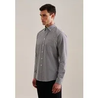 seidensticker Businesshemd Schwarze Rose Regular 1/1 Button-Down-Kragen Karo