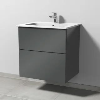 Sanipa 3way Waschtischunterbau zu Duravit ME by Starck Waschtisch mit 2 Auszügen, Anthrazit-Glanz SF72479