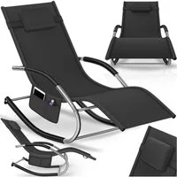 tectake Gartenliege ergonomische Sonnenliege, Belastbarkeit 120 kg, 62 x 146 x 92 cm, Balkonliege Taya, 1 St., für Außen in Schwarz, gepolstert, atmungsaktiv, wasserabweisend, mit Aufbewahrungstasche