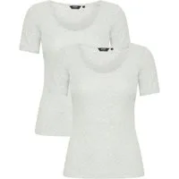 OXMO T-Shirt OXIsan 2er-Pack Basic T-Shirt aus Rippstoff