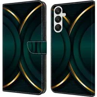 CLM-Tech Handytasche für Samsung Galaxy S26 6,3 Zoll Hülle aus PU-Leder Klapphülle (goldener Rand Kontur, 1-tlg., Handyhülle mit Standfunktion - Flip Case inklusive Kartenfächer), Cover mit Magnetverschluss