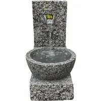 Dehner Gartenbrunnen Peel, 70 x 50 x 50 cm, Granit, 50 cm Breite, frostbeständiger Außenbrunnen, Komplett-Set mit Pumpe / Trafo / LED