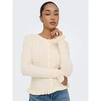 ONLY Strickjacke ONLIBI LS O-NECK FRILL CARDI EX KNT Viskosemischung, regular fit