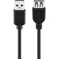 USB 2.0 Verlängerungskabel, USB-A Stecker > USB-A Buchse schwarz, 5 Meter