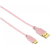 Hama 0,75m USB-C Schnell-Ladekabel Dünn Daten-Kabel Pink USB-Kabel, USB-C, Kein (75 cm), Vergoldete, Flach-Kabel, Schnell-Ladung, Universal für Handy Tablet PC