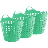 Kreher Wäschekorb Flexi Korb 35 Liter mit Loch (Farbe/Set wählbar) (3 St)