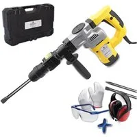BAMATO Abbruchhammer STH-155 Abbruchhammer 20 Joule Spitzmeißel Flachmeißel 230V, 1300 in W, (7-tlg) SDS-Max Werkzeugaufnahme, SOFT-Grip, Koffer