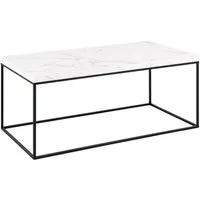 ACTONA GROUP Couchtisch Barossa, Wohnzimmertisch, Sofatisch, Steinoptik, rechteckig, Moderner Scandi-Stil, schwarze Stahlgestell, Mehrere Varianten