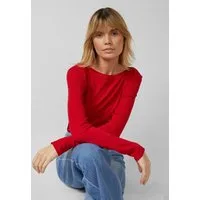 s.Oliver Langarmshirt T-Shirt Geripptes Langarmshirt mit U-Boot-Ausschnitt