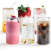 FIVMEN Cocktailglas Gläser Trinkgläser mit Deckel Stroh 550ML Cocktailgläse Wassergläser, 6-tlg., für Smoothie, Latte, Macchiato, Whiskey Familie, Camping, Party, Bar