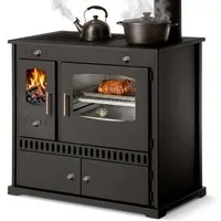 Prometey Festbrennstoffherd Küchenofen Holzherd P ECO INOX Edelstahlbackfach, rechte Version, 7,0 kW