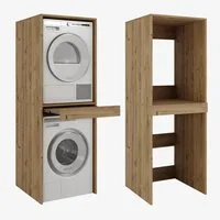 Platan Room Waschmaschinenumbauschrank Waschmaschinenschrank für Waschmaschine & Wäschetrockner Waschmaschine Trockner Schrank mit Ausziehbrett Überbauschrank