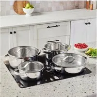 Karaca Topf-Set Karaca 3 Ply Culinara 8 Teilig Kochgeschirr Set, Edelstahl