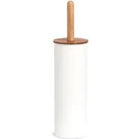 Basera® WC-Garnitur WC Bürstengarnitur aus Metall mit Bambusgriff, (1-tlg), weiß, Ø10 x 38,4 cm