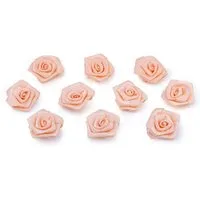 Creativery Streudeko, Satinrosen 3cm zum Basteln & Aufnähen 10 Stück Apricot