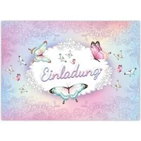 LIMONIA Einladungskarten Schmetterling Einladungen zum Kindergeburtstag Blumen Mädchen, Einladungskarten mit einem Schmetterling Motiv für Kinder