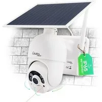 Casativo Überwachungskamera Überwachungskamera, solarbetrieben / kabellos, Pan-Tilt, FullHD (2-tlg., PIR Sensor, Nachtsicht, 2-Wege-Audio/ Video, IP66)