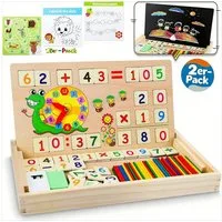 POPOLIC Lernspielzeug Mathe Montessori Spielzeug Spiele mit Zählstäbchen Einmaleins (2-St., Lernspiele Kinderspiele Holzspielzeug), ab 4 5 6 Jahre Jungen Mädchen, Schulanfang Geschenke