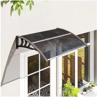 Outsunny Pultvordach Vordach 100 x 75 cm Überdachung aus Aluminium und Polycarbonat (Pultbogenvordach, 1 St., Haustürvordach), für Balkon, Sonnenschutz, Regenschutz, Schwarz