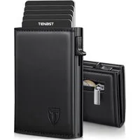 TEEHON Geldbörse Geldbörse Herren mit Münzfach & RFID Schutz (Slim Wallet Premium Portmonee, 10 Kartenfächer + Geldtasche), Kartenetui Herren - Grau-Schwarz