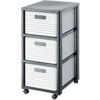 ROTHO Aufbewahrungsbox Country Rollcontainer mit 3 Schubladen in Rattan-Optik