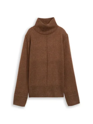 Tom Tailor - Strickpullover mit Stehkragen braun - Gr. - M