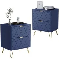 UEV Nachttisch 2er Set, Beistelltisch mit Beine, Nachtkommode mit Schubladen (Nachtschrank, Sofatisch für Wohnzimmer Schlafzimmer), 40 x 30 x 52 cm