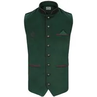 Steigenhöfer Manufaktur Trachtenweste Herren in Samtoptik - Verstellbarer Rückenriegel - Tiefe Taschen Traditionelle Kugelknöpfe - Einstecktuch - Für Oktoberfest Outfit