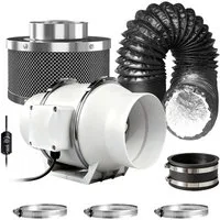 CannoBox Standventilator Rohrventilator 100mm Abluft Komplettset Aktivkohlefilter Growbox