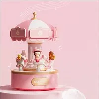 VIVIHEYDAY Spieluhr Karussell Vintage Spieluhr Musikbox mit bunter Beleuchtung LED, (Leuchtend Spielzeug Dekoration Weihnachten Geschenk für Mädchen Kinder)