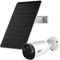 Dahua Überwachungskamera Apollo Bullet C1 8 MP Kit - batteriebetriebene Dualband WLAN Kamera (Außenbereich, inkl. Solarpanel, 100 % kabellos, Dualband-WLAN mit Wi-Fi 6, Aktive Abschreckung mit Licht und Sirene)