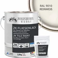 WO-WE Fliesenlack 2K Fliesenfarbe Fliesen Lack Bodenfliesen W712, 2,5Kg, Seidenglänzend, Epoxidharz