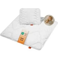 sleepling Kinderbettdecke + Microfaserkissen Babybetten Set, Bettdecke 100 x 135 cm und Kopfkissen 40 x 60 cm, Füllung: Kunstfaser, Bezug: 100% Polyester (Mikrofaser), hergestellt in der EU