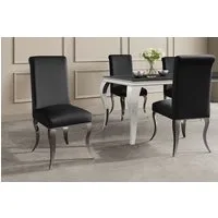 riess-ambiente Esszimmerstuhl MODERN BAROCK DELUXE schwarz/silber - Samt-Bezug, Edelstahlbeine (Einzelartikel, 1 St), weiche Polsterung & Barock Design - ideal für Esszimmer & Schminktisch