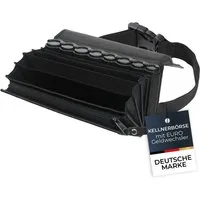 HMF Kellnerbörse Kellner Geldbörse aus Leder mit verstellbarem Gürtel, Kellnertasche (inkl. Hüftgurt mit Clipverschluss), Euro-Geldwechsler und Reißverschlussfach, 20,5 x 10 x 6,5 cm, Schwarz