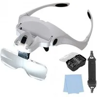 Velamp LED Taschenlampe LED-Brille mit Lupe und 5 austauschbaren Dioptrien, ideal auch für Br