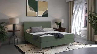 BRUNO Boxspringbett Premium 180x200cm in Grün | Matratzen-Härtegrad: Links H3 / Rechts H2 | mehrfach ausgezeichnet in Design & Qualität