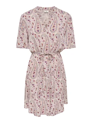 JDY - JDYGABY LIFE S/S BELT DRESS WVN Cloud Dancer - Gr. - S