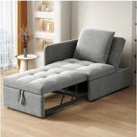 REDOM Schlafsofa 3-in-1 mit Verstellbarer Rückenlehne, Kompaktes Leinenstoffsofa, Polsterbett Sofa