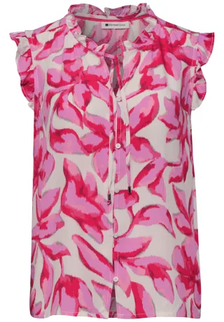 Street One - Blusentop mit Split Neck und Rüschen off white - Gr. - 42
