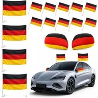 AFKSMILE Flagge WM 2026 Fanartikel Set, Deutschland Flagge für Auto, Fensterfahnen (16-St), Fanset Fanartikel mit 4 Autofahnen & 2 Spiegelhüllen & 1 Handfahne
