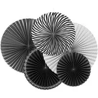 partydeco Papierrosette, Deko Papier Rosetten mit Muster 25-40cm schwarz weiß 5er Set