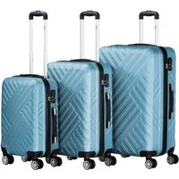 Zelsius Kofferset Koffer Set 3 Stück, Stahlblau, ABS Hartschalenkoffer mit Zahlenschloss, 4 Rollen, (3 tlg), 4 schwenkbare Doppelrollen