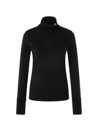 Marc Cain Collections - Longsleeve mit gestricktem Kragen black - Gr. - 42
