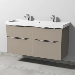 Sanipa 3way Waschtischunterbau zu Geberit iCon Light Waschtisch mit 4 Auszügen, Sandgrau-Matt UF57667