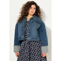 Ulla Popken Jeansjacke Jeansjacke Fransen Hemdkragen
