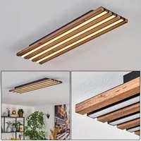 hofstein Deckenleuchte Deckenpanel aus Metall/MDF/Kunststoff in Schwarz/Holzoptik/Weiß, ohne Leuchtmittel, flache Deckenleuchte, 30 Watt, moderne Deckenlampe 3000 Kelvin